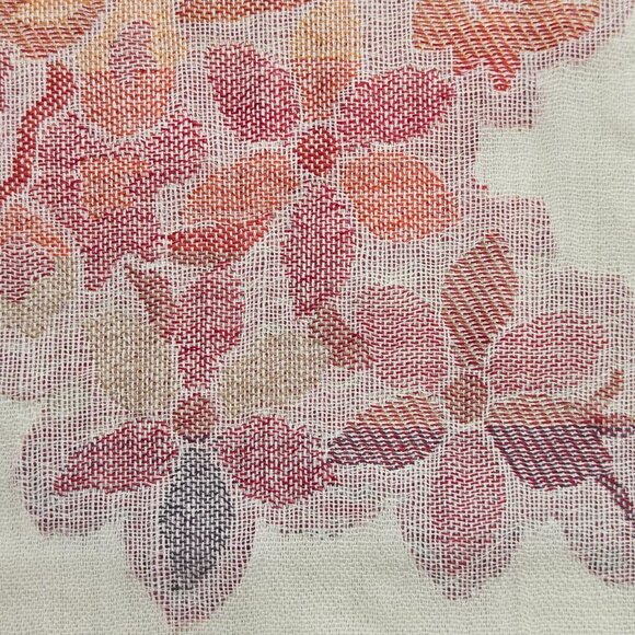 NWOT Wool Scarf Jacquard Embroidered Pink Red Flowers Abrol - Picture 3 of 12